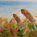 Pintura titulada "Les épis de blé" por Josette Bourgeois, Obra de arte original, Oleo