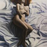 Painting titled "Emily" by Jean-Pierre André Leclercq, Original Artwork, Oil Mounted on Wood Stretcher frame