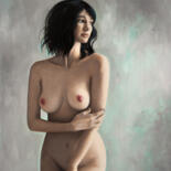 Painting titled "Valentina" by Jean-Pierre André Leclercq, Original Artwork, Oil Mounted on Wood Stretcher frame