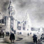 Drawing titled "Plaza Mayor de Lima…" by Javier Alberto Torres Saybay, Original Artwork, Pencil