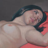 Pintura titulada "Mujer acostada" por Juan Álvarez Cebrián, Obra de arte original, Oleo Montado en Bastidor de camilla de ma…