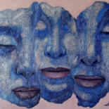 Peinture intitulée "Tres en azul" par Juan Chamizo, Œuvre d'art originale, Acrylique Monté sur Châssis en bois