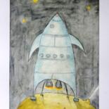 Painting titled "Visita al asteroide…" by Juan Rafael Calle Montoya, Original Artwork, Oil