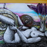 Painting titled "Paso de caracol" by Juana Sabina Ortega, Original Artwork, Ink