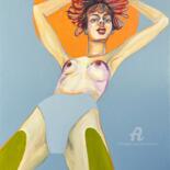 Картина под названием "Woman standing behi…" - Julia Brinkfrau, Подлинное произведение искусства, Акрил