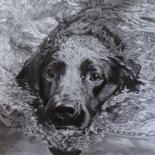 Drawing titled "Labrador bliss" by Julian Wheat, Original Artwork, Pencil