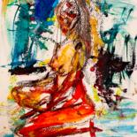 Pittura intitolato "Rouge féminin" da Julien Danaux (Artdanaux), Opera d'arte originale, Acquarello