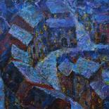 Картина под названием "зимняя ночь  nuit d…" - Юлиус Подлас, Подлинное произведение искусства