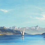 Painting titled "Lac Léman avec barq…" by Philippe Juttens, Original Artwork, Acrylic