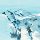 Painting titled "Mont-Blanc bleuté" by Philippe Juttens, Original Artwork, Watercolor