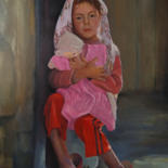 Painting titled "Care 57x77cm ,oil/c…" by Kamsar Ohanyan, Original Artwork, Oil Mounted on Wood Stretcher frame