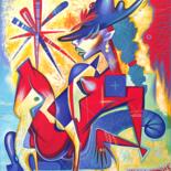 Painting titled "Blue Hatt" by Kaola Oty, Original Artwork, Acrylic
