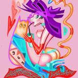 Digital Arts titled "Lady Pink Magnolia" by Kaola Oty, Original Artwork, Acrylic