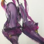 Painting titled "Purple slingbacks" by Karen Thomas, Original Artwork, Acrylic