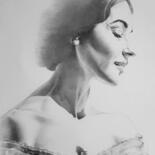 Dessin intitulée "Maria Callas" par Karine Villard, Œuvre d'art originale, Crayon