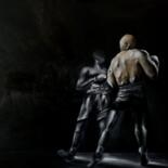 Malarstwo zatytułowany „Two man that boxing” autorstwa Karolina Naichuk, Oryginalna praca, Olej Zamontowany na Drewniana ram…
