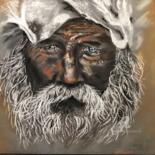 Dessin intitulée "Old man" par Kate_art, Œuvre d'art originale, Craie Monté sur Autre panneau rigide