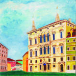 Painting titled "palais Balbi" by Katia De Carvalho, Original Artwork, Oil Mounted on Wood Panel