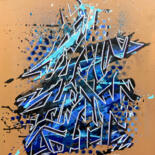 Schilderij getiteld "Blue zag" door Kesa Graffiti, Origineel Kunstwerk, Acryl