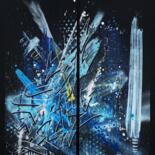 Peinture intitulée "Kesa black diptyque" par Kesa Graffiti, Œuvre d'art originale, Acrylique