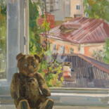 Картина под названием "Teddy with blue eyes" - Valeriy Kharchenko, Подлинное произведение искусства