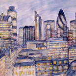 Drawing titled "The City Of London" by Kirstin Mccoy, Original Artwork, Acrylic