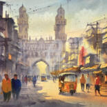 Painting titled "Charminar." by Kishore Singh, Original Artwork, Watercolor