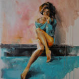 Painting titled "What are you thinki…" by Zhanna Kondratenko, Original Artwork, Oil