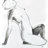 Рисунок под названием "Nude sitting girl" - Konstantin Fomin, Подлинное произведение искусства, Карандаш