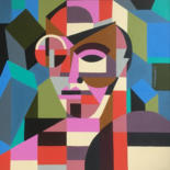 Peinture intitulée "Cubist Portrait 2" par Koola Adams, Œuvre d'art originale, Acrylique