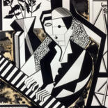 Dessin intitulée "The Pianist" par Koola Adams, Œuvre d'art originale, Encre