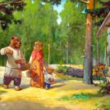 Картина под названием ""Три медведя"" - Stanislav Martinovich, Подлинное произведение искусства, Акрил