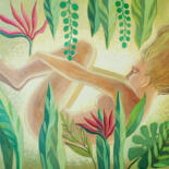 Картина под названием "Сон в тропическом л…" - Galina Gataullina, Подлинное произведение искусства, Масло
