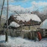 Painting titled "Spring in country" by Roman Koshelev, Original Artwork, Oil