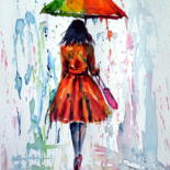 Painting titled "Colorful rain" by Anna Brigitta Kovacs (KAB), Original Artwork, Watercolor