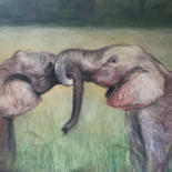 Картина под названием "Elephant Love" - Krirad, Подлинное произведение искусства, Пастель