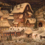Malerei mit dem Titel ""Полосатая зима. По…" von Dmitry Krutous, Original-Kunstwerk