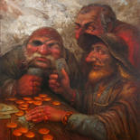 Painting titled ""Игроки"" by Dmitry Krutous, Original Artwork, Oil