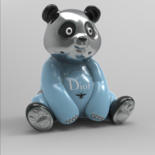 Sculpture intitulée "Panda Kuro Blue Dio…" par Thibault Kuro, Œuvre d'art originale, Résine
