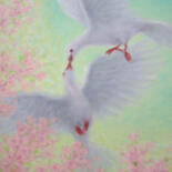 Schilderij getiteld "Flying Kiss" door Kyoko Yamaji, Origineel Kunstwerk, Olie