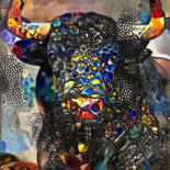 Arts numériques intitulée "Ytzaar, bull" par L.Roche, Œuvre d'art originale, Acrylique