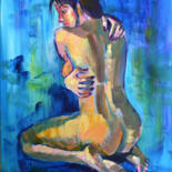 Peinture intitulée "Naked Woman Back On…" par Lada Kholosho, Œuvre d'art originale, Acrylique Monté sur Châssis en bois
