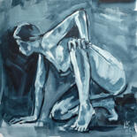 Malarstwo zatytułowany „Nude woman in grey…” autorstwa Lada Kholosho, Oryginalna praca, Akryl Zamontowany na Karton