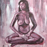 Картина под названием "Woman Yoga Sitting" - Lada Kholosho, Подлинное произведение искусства, Акрил Установлен на Деревянная…