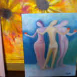 Painting titled "3 graces" by Oporah, Original Artwork, Oil