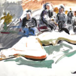 Рисунок под названием ""Сеанс в мастерской"" - Анна Лагеда, Подлинное произведение искусства, Гуашь