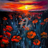 Картина под названием "Poppies" - Lana Frey, Подлинное произведение искусства, Масло Установлен на Деревянная рама для носил…