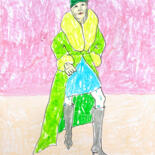 제목이 "Green coat"인 그림 Lana Krainova로, 원작, 파스텔