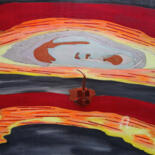 Malerei mit dem Titel "Raumschiff-Tankstel…" von Lari Peters, Original-Kunstwerk, Acryl