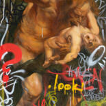 Картина под названием "Saturn&co" - Larkandre, Подлинное произведение искусства, Масло Установлен на Деревянная рама для нос…